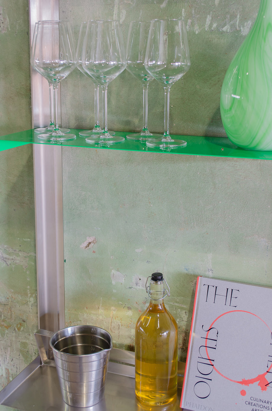 Standard wall shelf - Stainless Steel / Bright Green
